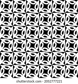 Flower geometric pattern. Seamless vector background. White and black ornament. Ornament for fabric, wallpaper, packaging. Decorative print.