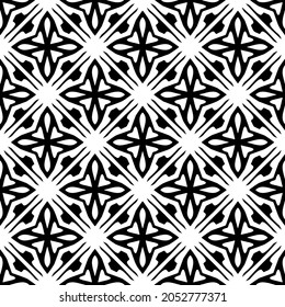 Flower geometric pattern. Seamless vector background. White and black ornament. Ornament for fabric, wallpaper, packaging. Decorative print.
