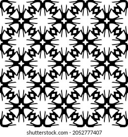 Flower geometric pattern. Seamless vector background. White and black ornament. Ornament for fabric, wallpaper, packaging. Decorative print.
