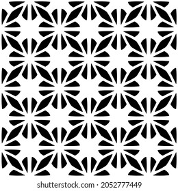 Flower geometric pattern. Seamless vector background. White and black ornament. Ornament for fabric, wallpaper, packaging. Decorative print.
