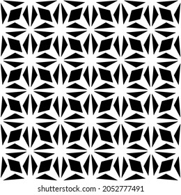 Flower geometric pattern. Seamless vector background. White and black ornament. Ornament for fabric, wallpaper, packaging. Decorative print.
