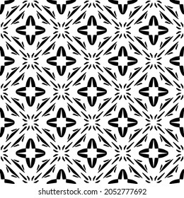 Flower geometric pattern. Seamless vector background. White and black ornament. Ornament for fabric, wallpaper, packaging. Decorative print.
