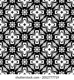 Flower geometric pattern. Seamless vector background. White and black ornament. Ornament for fabric, wallpaper, packaging. Decorative print.
