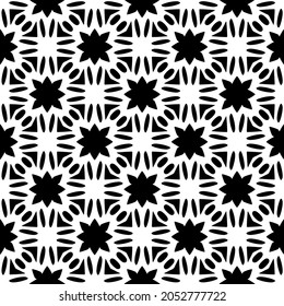 Patrón geométrico de las flores. Fondo vectorial impecable. Ornamento blanco y negro. Ornamento para tela, papel pintado, embalaje. Impresión decorativa.
