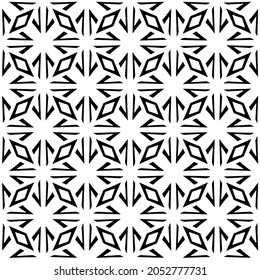 Flower geometric pattern. Seamless vector background. White and black ornament. Ornament for fabric, wallpaper, packaging. Decorative print.
