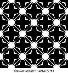 Flower geometric pattern. Seamless vector background. White and black ornament. Ornament for fabric, wallpaper, packaging. Decorative print.

