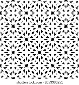 Flower geometric pattern. Seamless vector background. White and black ornament. Ornament for fabric, wallpaper, packaging. Decorative print.