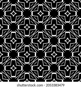 Flower geometric pattern. Seamless vector background. White and black ornament. Ornament for fabric, wallpaper, packaging. Decorative print.