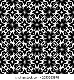 Flower geometric pattern. Seamless vector background. White and black ornament. Ornament for fabric, wallpaper, packaging. Decorative print.