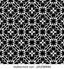 Flower geometric pattern. Seamless vector background. White and black ornament. Ornament for fabric, wallpaper, packaging. Decorative print.