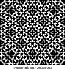 Flower geometric pattern. Seamless vector background. White and black ornament. Ornament for fabric, wallpaper, packaging. Decorative print.