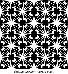 Flower geometric pattern. Seamless vector background. White and black ornament. Ornament for fabric, wallpaper, packaging. Decorative print.