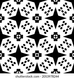 Flower geometric pattern. Seamless vector background. White and black ornament. Ornament for fabric, wallpaper, packaging. Decorative print.