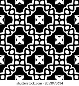 Flower geometric pattern. Seamless vector background. White and black ornament. Ornament for fabric, wallpaper, packaging. Decorative print.