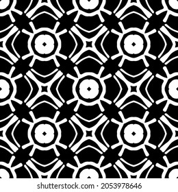 Flower geometric pattern. Seamless vector background. White and black ornament. Ornament for fabric, wallpaper, packaging. Decorative print.