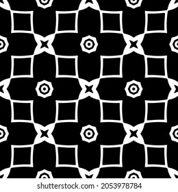 Flower geometric pattern. Seamless vector background. White and black ornament. Ornament for fabric, wallpaper, packaging. Decorative print.