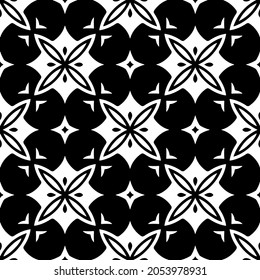 Flower geometric pattern. Seamless vector background. White and black ornament. Ornament for fabric, wallpaper, packaging. Decorative print.