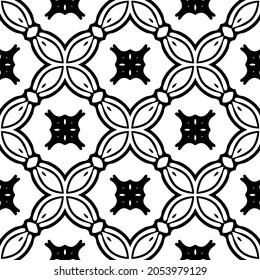 Flower geometric pattern. Seamless vector background. White and black ornament. Ornament for fabric, wallpaper, packaging. Decorative print.