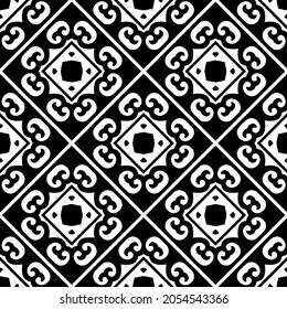 Patrón geométrico de las flores. Fondo vectorial impecable. Ornamento blanco y negro. Ornamento para tela, papel pintado, embalaje. Impresión decorativa.