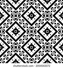 Flower geometric pattern. Seamless vector background. White and black ornament. Ornament for fabric, wallpaper, packaging. Decorative print.