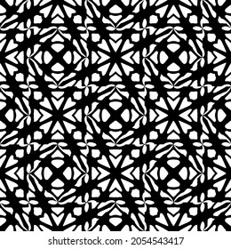 Flower geometric pattern. Seamless vector background. White and black ornament. Ornament for fabric, wallpaper, packaging. Decorative print.
