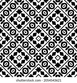 Flower geometric pattern. Seamless vector background. White and black ornament. Ornament for fabric, wallpaper, packaging. Decorative print.