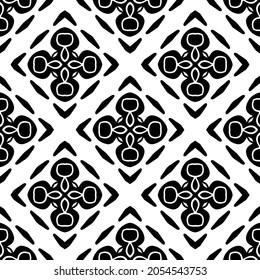 Flower geometric pattern. Seamless vector background. White and black ornament. Ornament for fabric, wallpaper, packaging. Decorative print.
