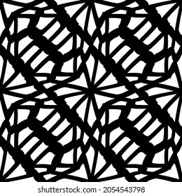 Flower geometric pattern. Seamless vector background. White and black ornament. Ornament for fabric, wallpaper, packaging. Decorative print.