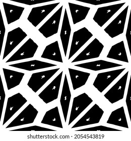 Flower geometric pattern. Seamless vector background. White and black ornament. Ornament for fabric, wallpaper, packaging. Decorative print.