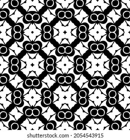 Flower geometric pattern. Seamless vector background. White and black ornament. Ornament for fabric, wallpaper, packaging. Decorative print.