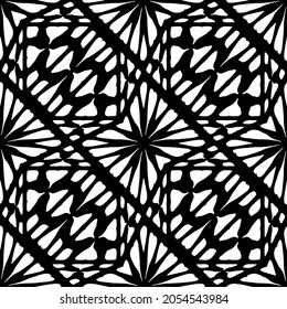 Flower geometric pattern. Seamless vector background. White and black ornament. Ornament for fabric, wallpaper, packaging. Decorative print.
