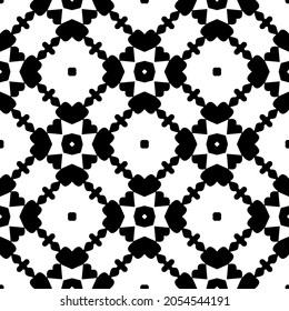 Flower geometric pattern. Seamless vector background. White and black ornament. Ornament for fabric, wallpaper, packaging. Decorative print.
