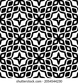 Flower geometric pattern. Seamless vector background. White and black ornament. Ornament for fabric, wallpaper, packaging. Decorative print.