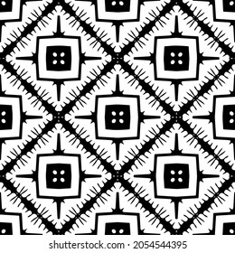 Flower geometric pattern. Seamless vector background. White and black ornament. Ornament for fabric, wallpaper, packaging. Decorative print.