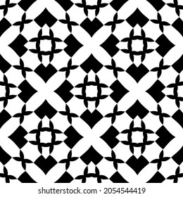 Patrón geométrico de las flores. Fondo vectorial impecable. Ornamento blanco y negro. Ornamento para tela, papel pintado, embalaje. Impresión decorativa.