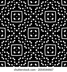 Flower geometric pattern. Seamless vector background. White and black ornament. Ornament for fabric, wallpaper, packaging. Decorative print.