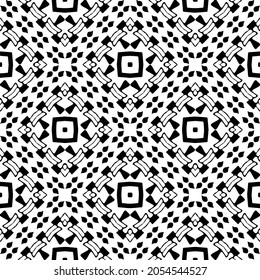 Flower geometric pattern. Seamless vector background. White and black ornament. Ornament for fabric, wallpaper, packaging. Decorative print.