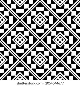 Flower geometric pattern. Seamless vector background. White and black ornament. Ornament for fabric, wallpaper, packaging. Decorative print.