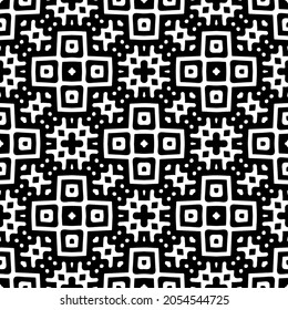 Flower geometric pattern. Seamless vector background. White and black ornament. Ornament for fabric, wallpaper, packaging. Decorative print.