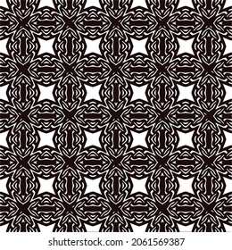 Flower geometric pattern. Seamless vector background. White and black ornament. Ornament for fabric, wallpaper, packaging. Decorative print.