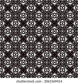 Flower geometric pattern. Seamless vector background. White and black ornament. Ornament for fabric, wallpaper, packaging. Decorative print.