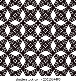 Flower geometric pattern. Seamless vector background. White and black ornament. Ornament for fabric, wallpaper, packaging. Decorative print.