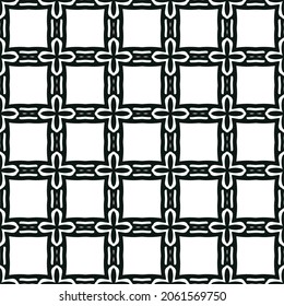 Flower geometric pattern. Seamless vector background. White and black ornament. Ornament for fabric, wallpaper, packaging. Decorative print.