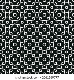 Flower geometric pattern. Seamless vector background. White and black ornament. Ornament for fabric, wallpaper, packaging. Decorative print.