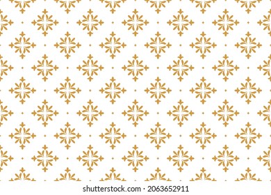Flower geometric pattern. Seamless vector background. White and gold ornament