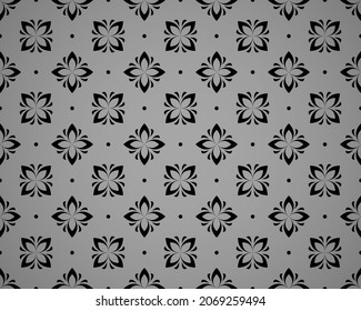 Flower geometric pattern. Seamless vector background. Black and gray ornament