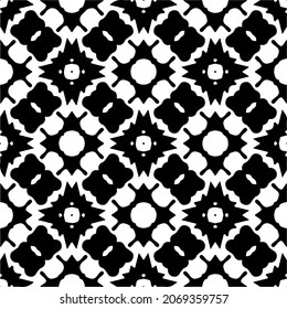 Flower geometric pattern. Seamless vector background. White and black ornament. Ornament for fabric, wallpaper, packaging. Decorative print.