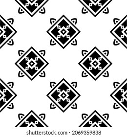 Flower geometric pattern. Seamless vector background. White and black ornament. Ornament for fabric, wallpaper, packaging. Decorative print.