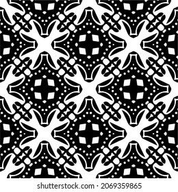 Flower geometric pattern. Seamless vector background. White and black ornament. Ornament for fabric, wallpaper, packaging. Decorative print.