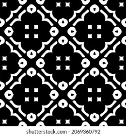 Flower geometric pattern. Seamless vector background. White and black ornament. Ornament for fabric, wallpaper, packaging. Decorative print.